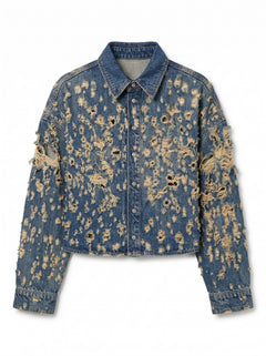 Jil box-fit micro-distressed denim jacket