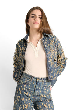 Jil box-fit micro-distressed denim jacket