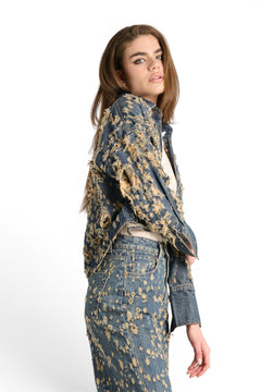 Jil box-fit micro-distressed denim jacket