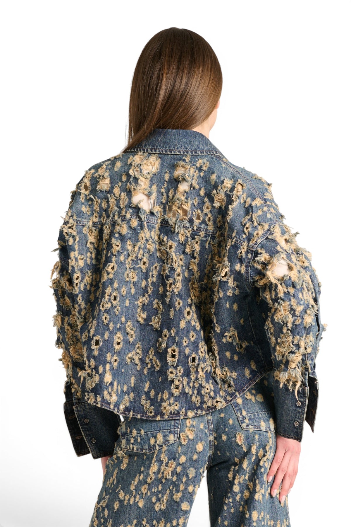 Jil box-fit micro-distressed denim jacket