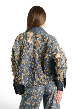 Jil box-fit micro-distressed denim jacket