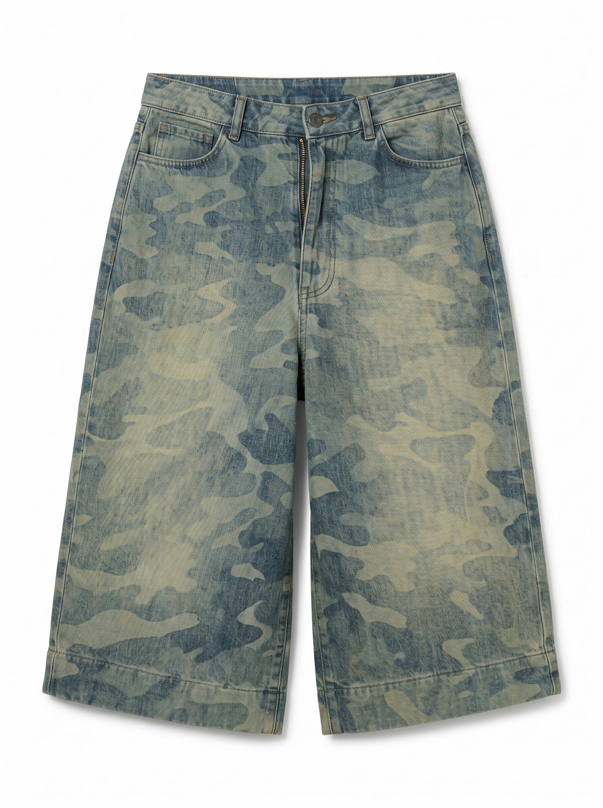 Pantagonna Andra in denim camouflage laserato