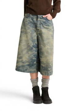 Pantagonna Andra in denim camouflage laserato