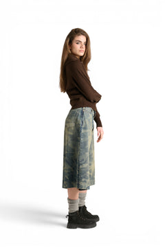 Pantagonna Andra in denim camouflage laserato