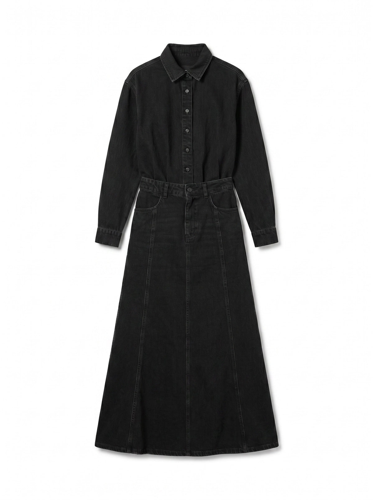 Vestito Magda in denim black con gonna lunga