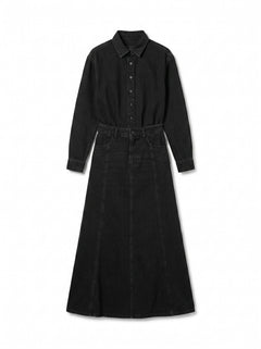 Vestito Magda in denim black con gonna lunga