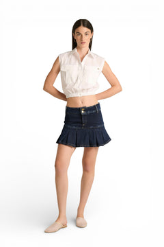 Minigonna Fenty a pieghe in denim con culotte