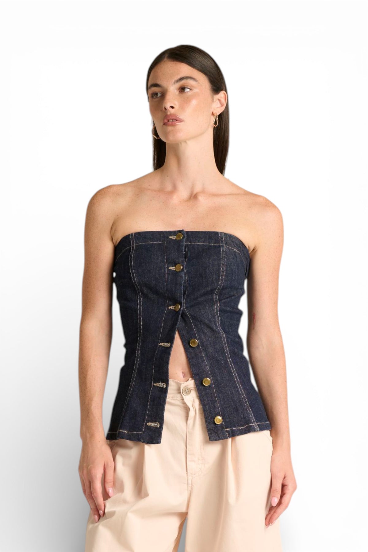 Top Joy in denim comfort con bottoni