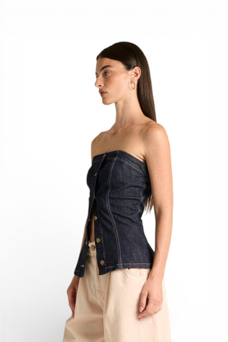 Top Joy in denim comfort con bottoni