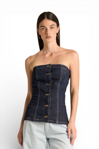 Top Joy in denim comfort con bottoni