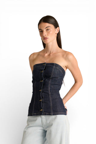 Top Joy in denim comfort con bottoni