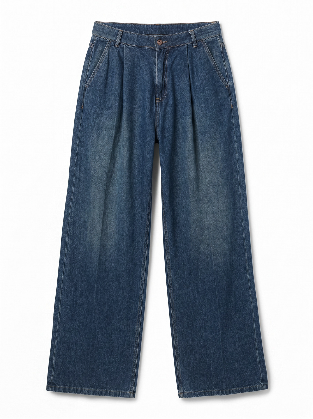 Cindy straight leg jeans in frayed denim with pleats