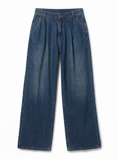 Cindy straight leg jeans in frayed denim with pleats