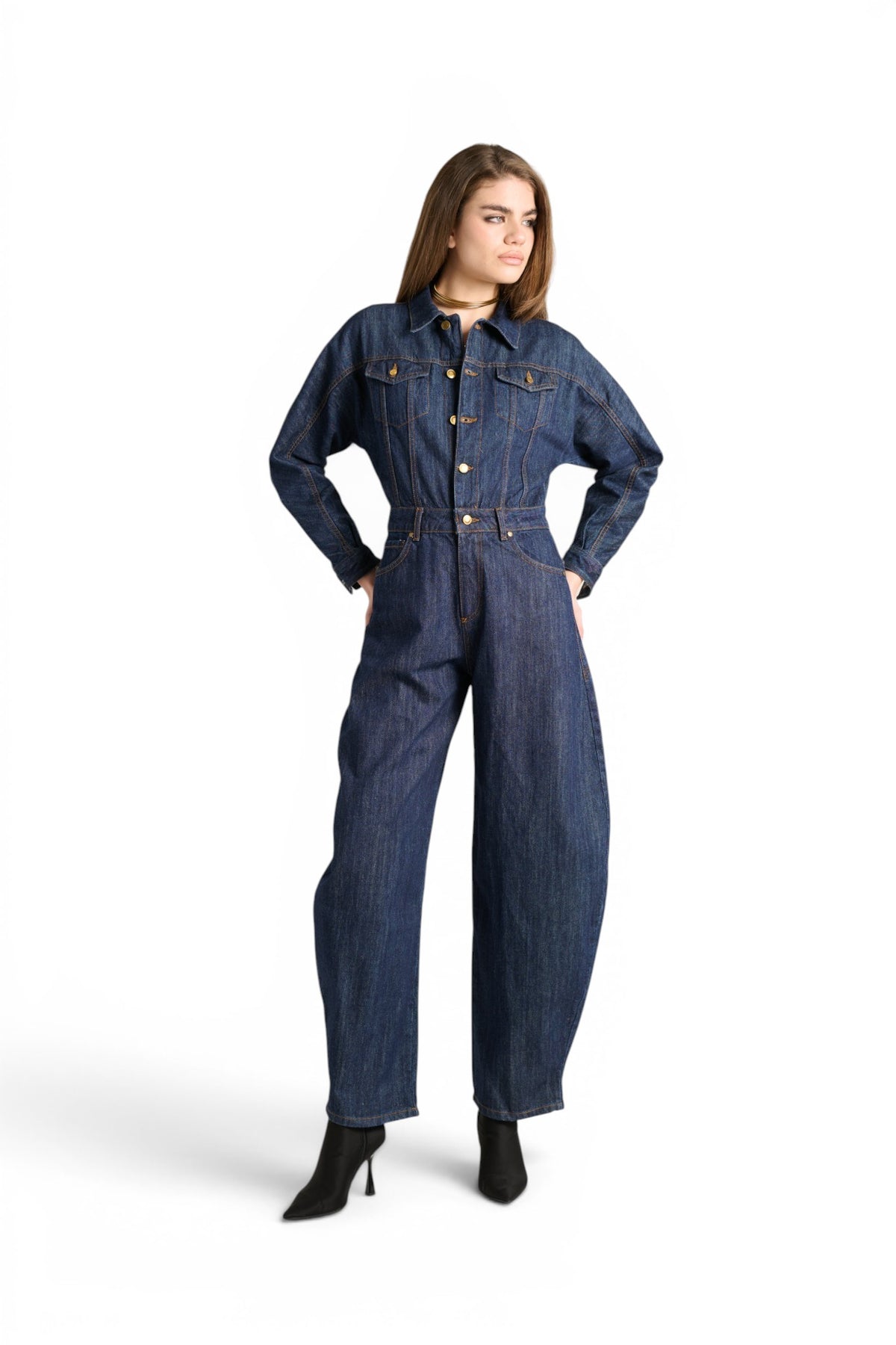 Jumpsuit Mona barrel in denim raw