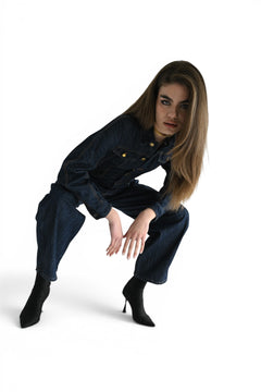 Jumpsuit Mona barrel in denim raw