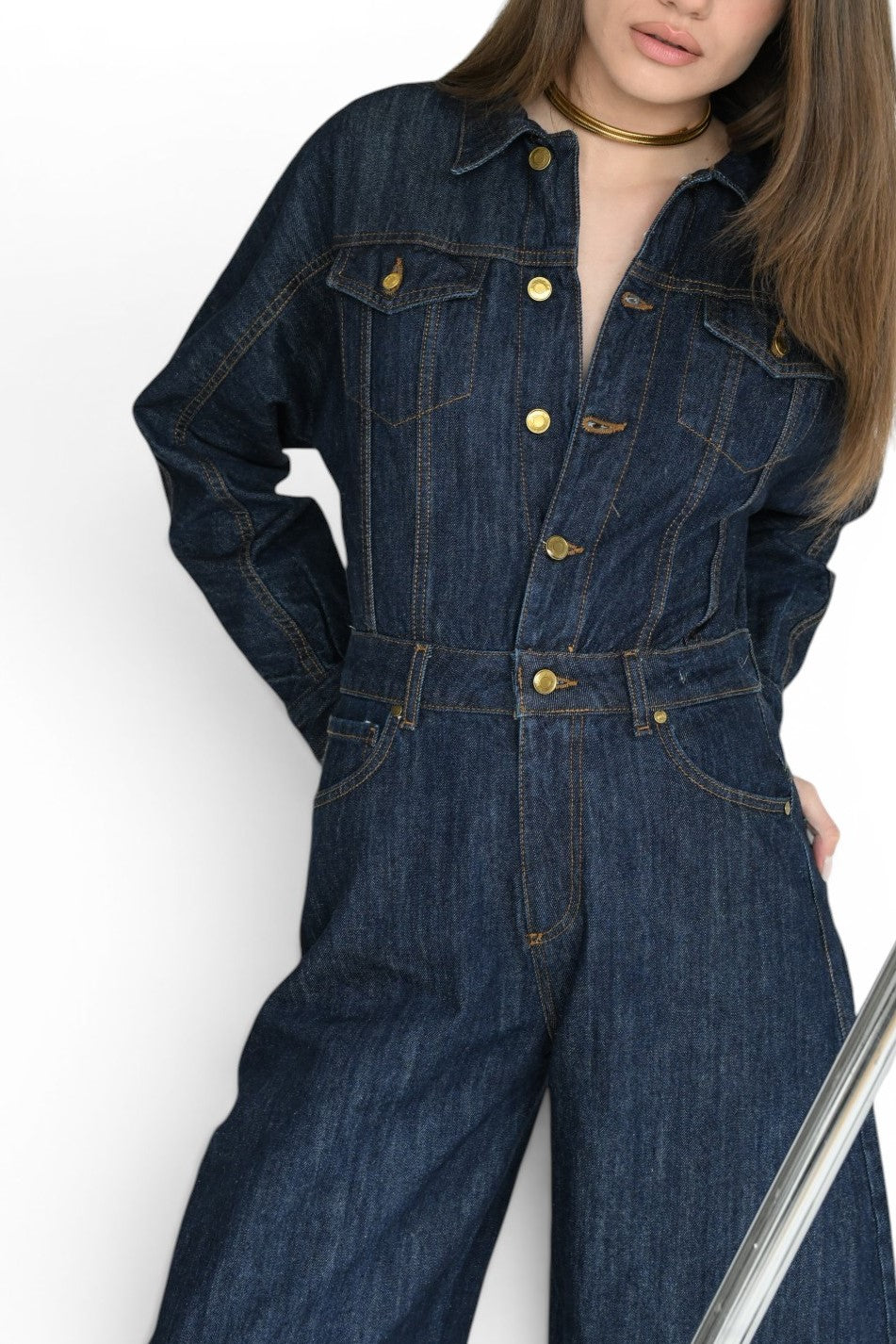 Jumpsuit Mona barrel in denim raw