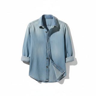 Camicia Paris basic con asole in denim chambray