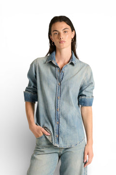 Camicia Paris basic con asole in denim chambray
