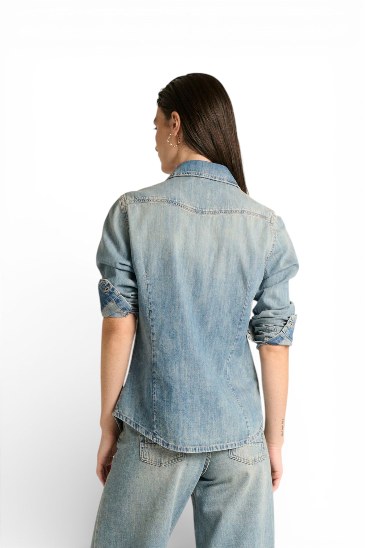 Camicia Paris basic con asole in denim chambray