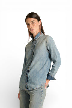 Camicia Paris basic con asole in denim chambray
