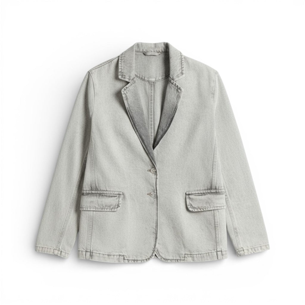 Giacca Julia oversize in denim grigio slegato