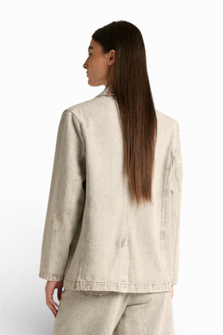 Giacca Julia oversize in denim grigio slegato