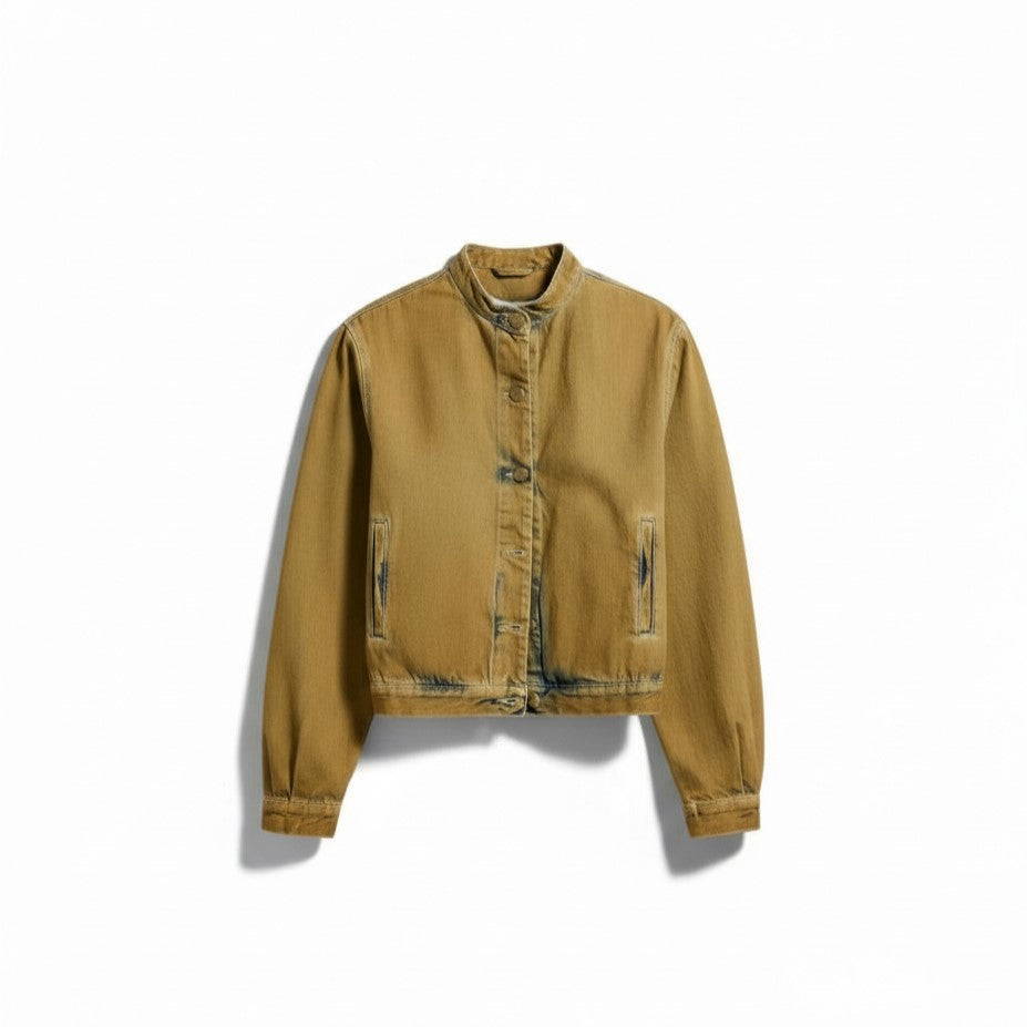 Giubbino Josie bomber con collo coreano in denim sovrattinto dirty