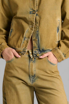 Giubbino Josie bomber con collo coreano in denim sovrattinto dirty