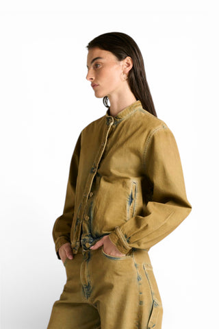 Giubbino Josie bomber con collo coreano in denim sovrattinto dirty