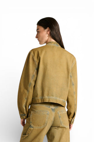 Giubbino Josie bomber con collo coreano in denim sovrattinto dirty