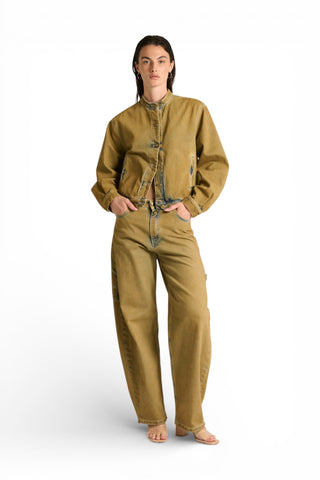 Giubbino Josie bomber con collo coreano in denim sovrattinto dirty