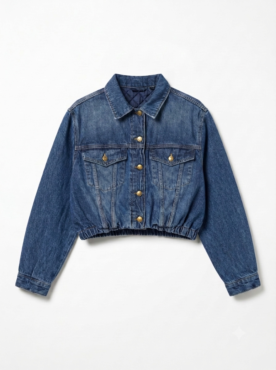 Quilted denim bomber jacket Jina with elasticated hem