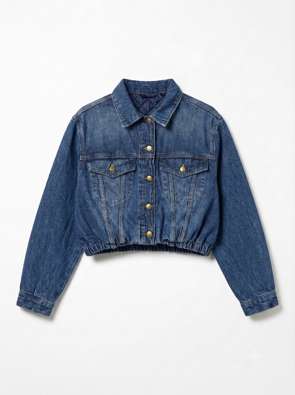 Quilted denim bomber jacket Jina with elasticated hem