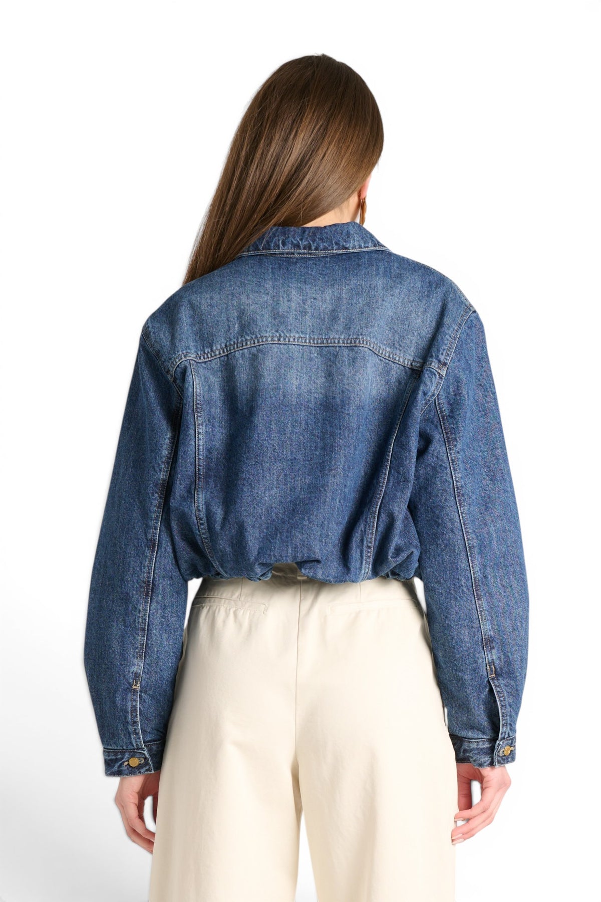 Quilted denim bomber jacket Jina with elasticated hem
