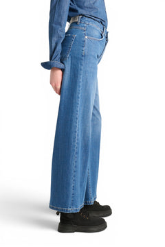 Becca wide-leg jeans in indigo cross denim