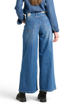 Becca wide-leg jeans in indigo cross denim