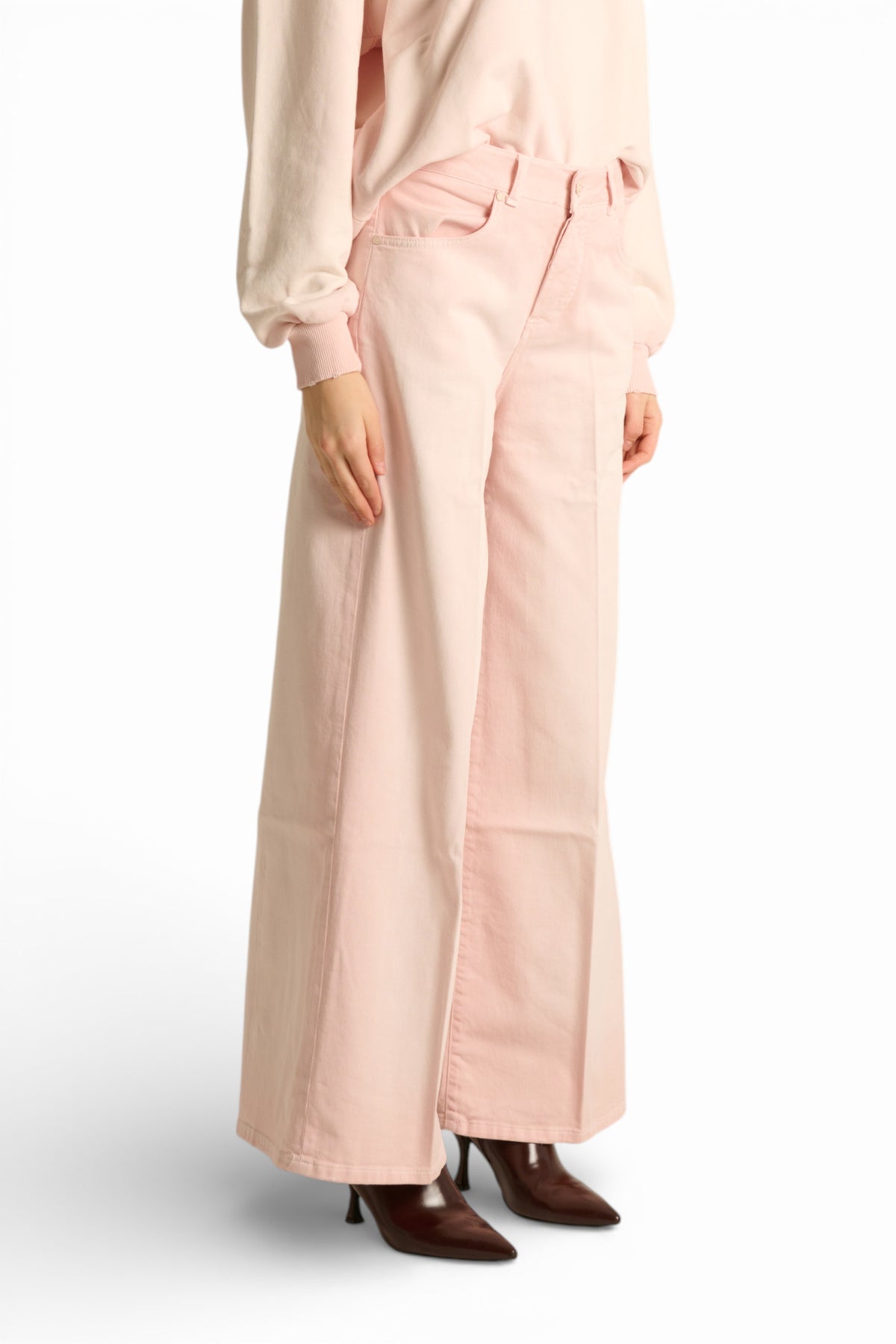 Pantaloni Becca wide leg in drill comfort spraywash