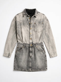 Minidress Mood in denim grigio doppio tessuto