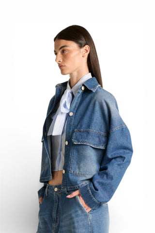 Giubbino Jane box fit in denim slegato