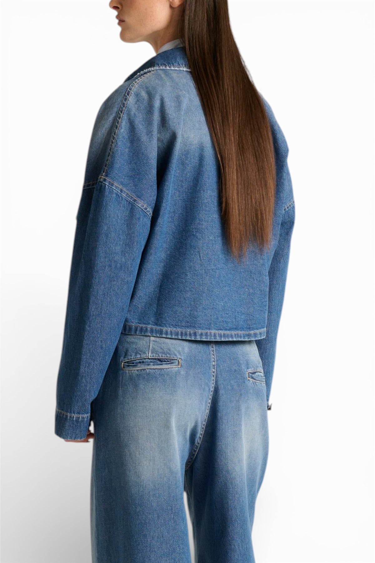 Giubbino Jane box fit in denim slegato