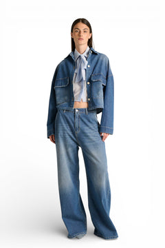 Giubbino Jane box fit in denim slegato