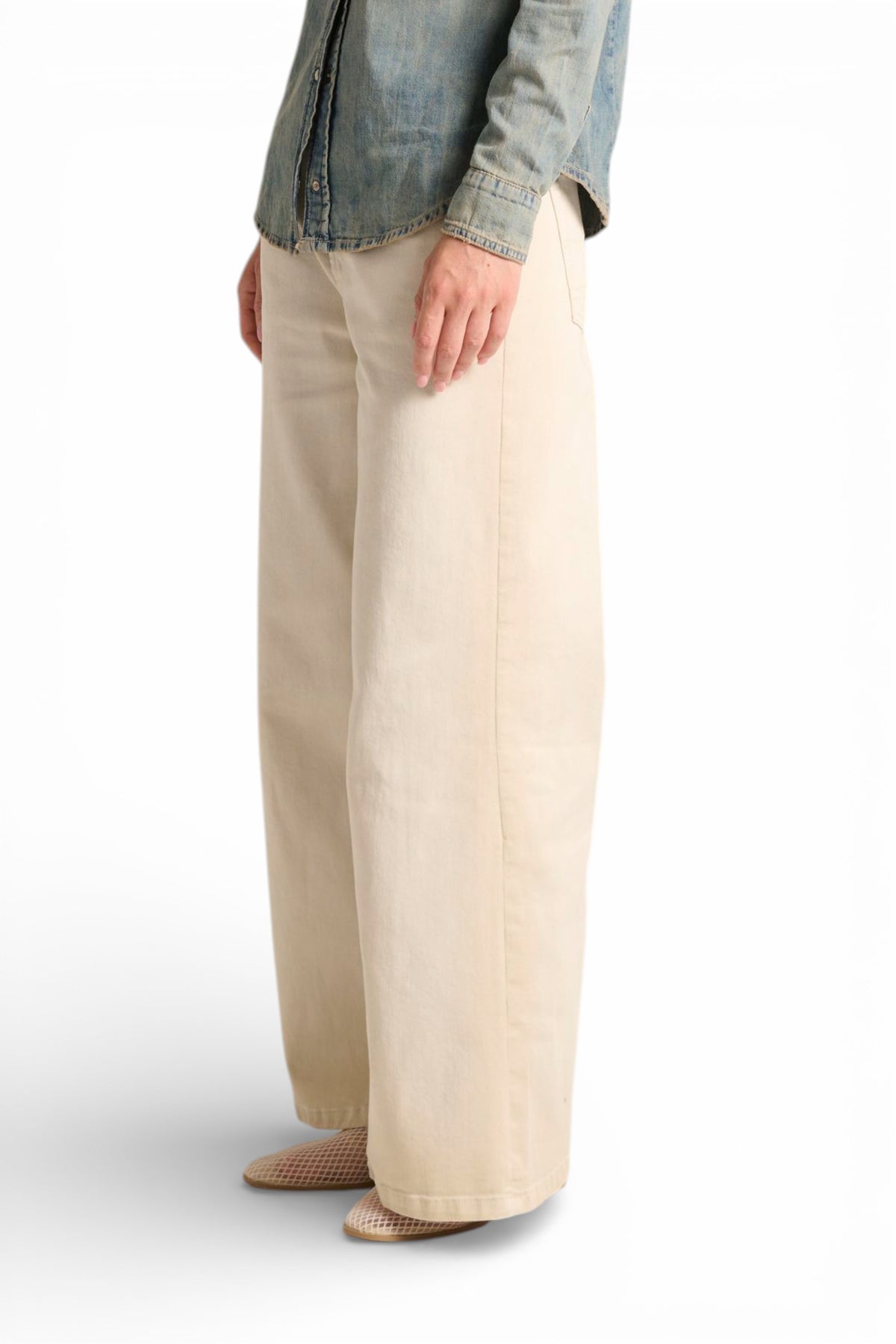 Pantaloni Becca wide leg in drill comfort spraywash