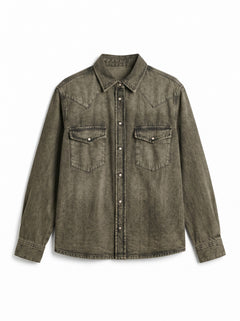 Giacca Camicia Patty boxfit in denim nero cioccolato slegato