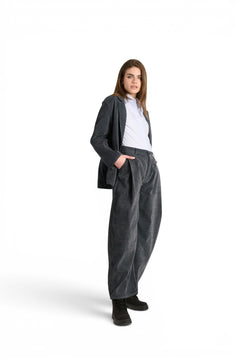 Giacca Julia oversize in denim floccato in trama