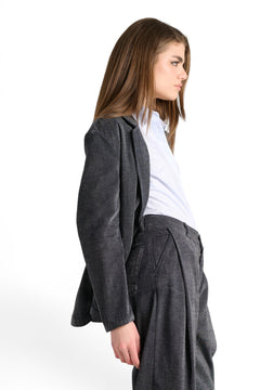 Giacca Julia oversize in denim floccato in trama