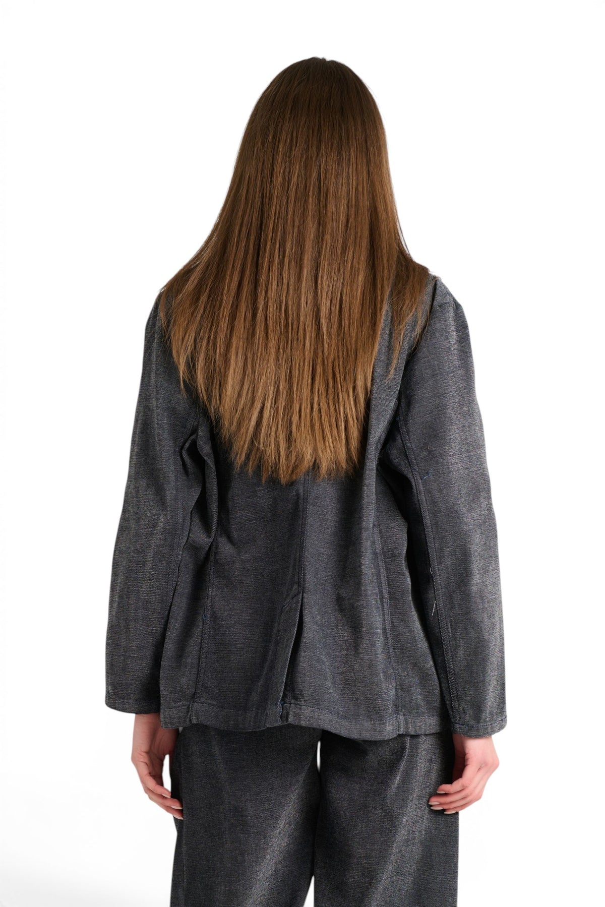 Giacca Julia oversize in denim floccato in trama