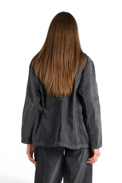 Giacca Julia oversize in denim floccato in trama