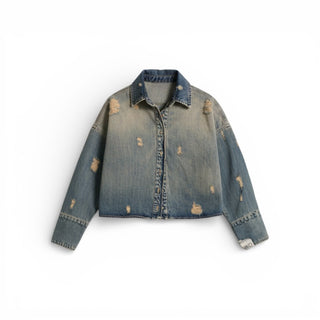 Giacca camicia Jil boxfit in denim destroyed