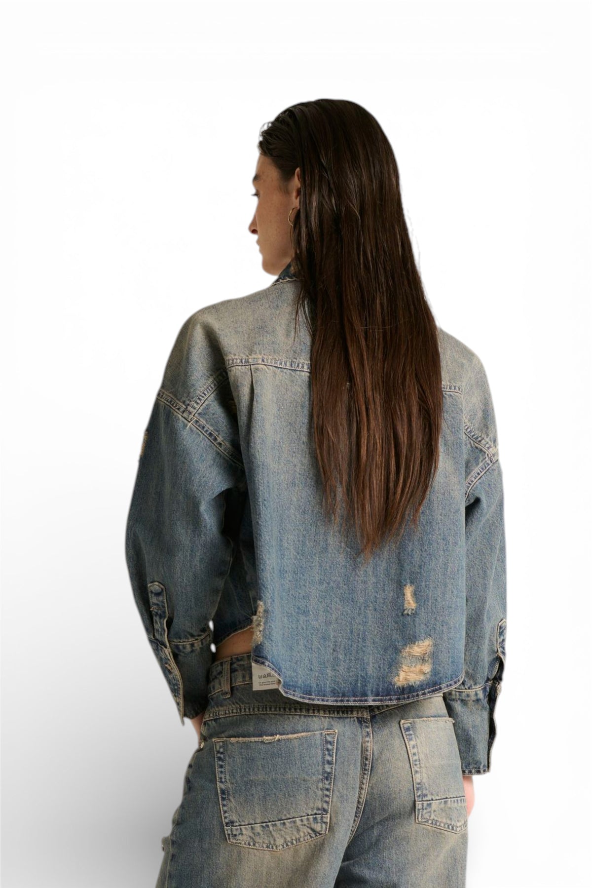 Giacca camicia Jil boxfit in denim destroyed