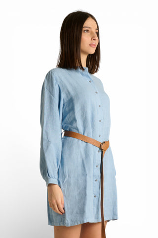 Chemisier Maty in puro lino con manica ampia e cintura